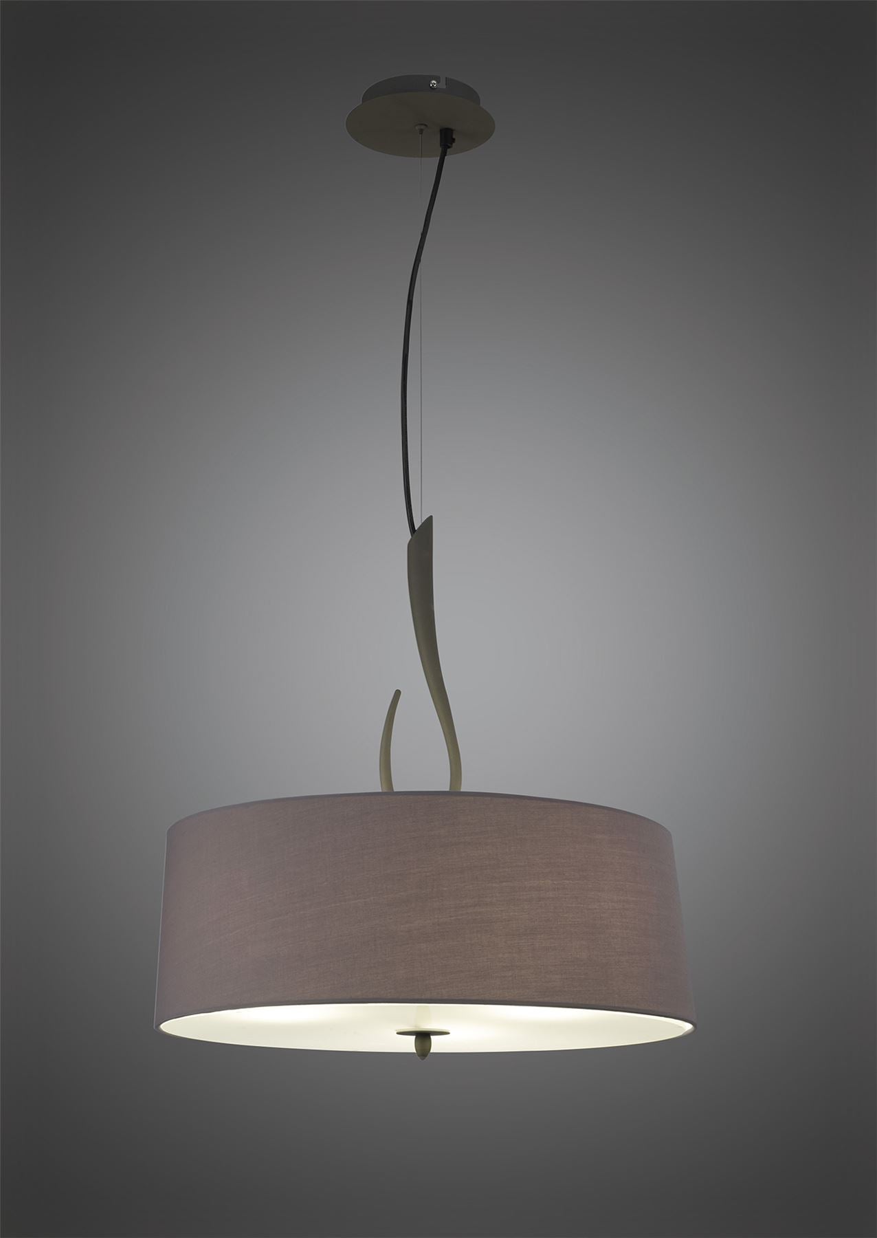 Mantra M3684 Lua Pendant 3 Light E27, Ash Grey with Ash Grey Shade
