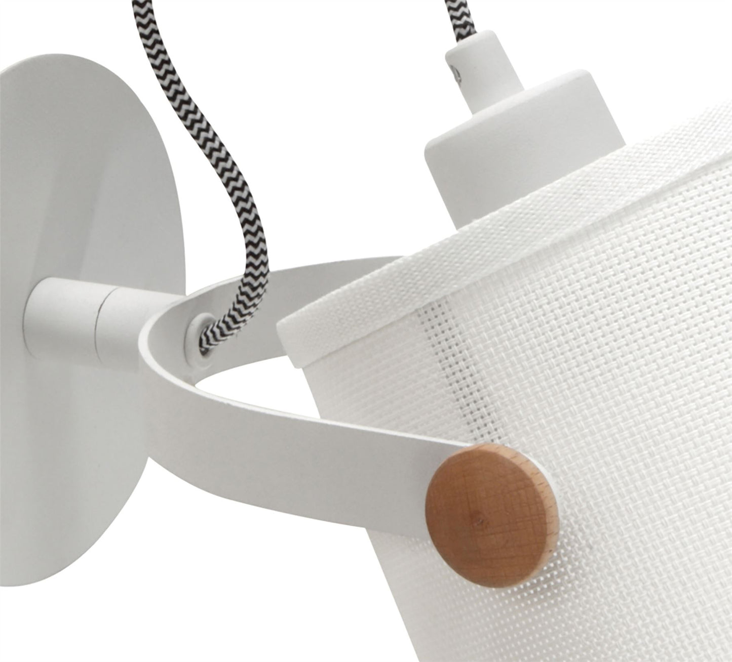 Mantra M4924 Nordica Wall Light with White Shade 1 Light E27, Matt White/Beech with Ivory White Shade