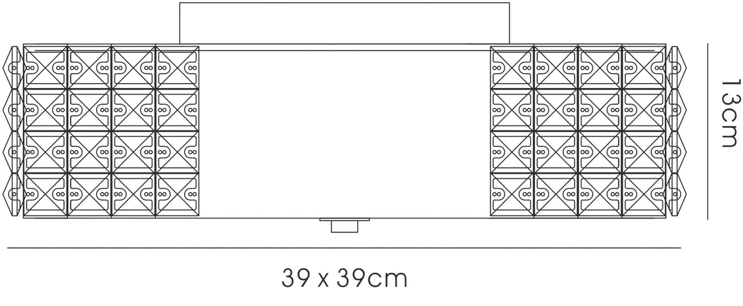 Diyas Denver Square Flush  4 Light E27, Matt White/Frosted Glass/Polished Chrome Ceiling Light Fitting