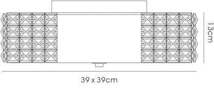 Diyas Denver Square Flush  4 Light E27, Matt White/Frosted Glass/Polished Chrome Ceiling Light Fitting