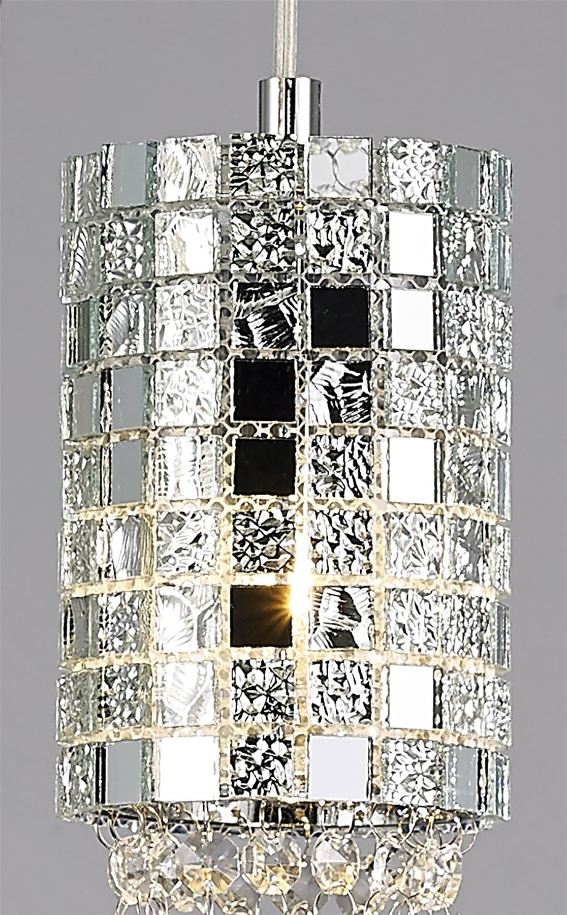 Diyas Camden 35cm  3 Light G9 Round Polished Chrome/Mosaic Glass/Crystal Ceiling Pendant Light Fitting