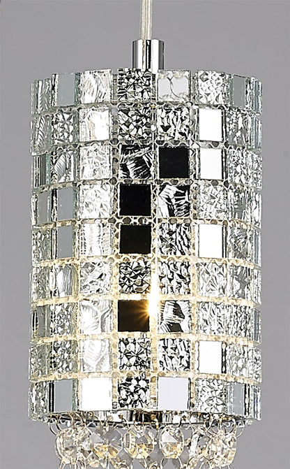 Diyas Camden 35cm  3 Light G9 Round Polished Chrome/Mosaic Glass/Crystal Ceiling Pendant Light Fitting