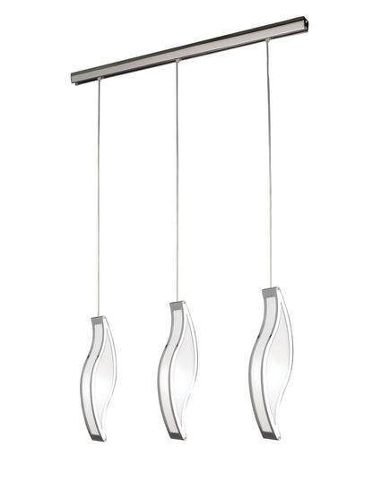Mantra Sintesys GU10 Sintesys Linear Pendant 3 Drop GU10 3 Light Bar Polished Chrome, CFL Lamps INCLUDED