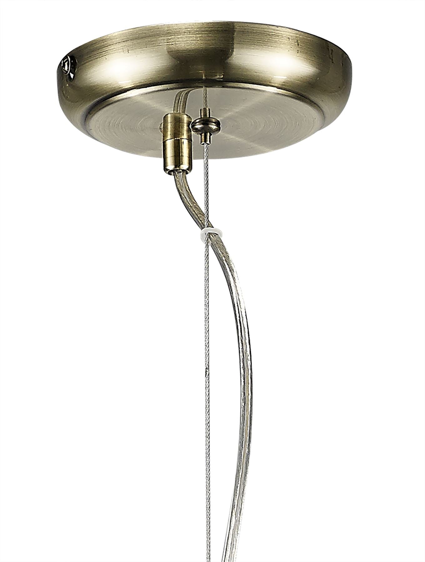 Diyas Chelsie 28cm Medium  1 Light E14 Antique Brass/Clear Beaded Glass Ceiling Pendant Light Fitting