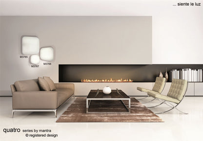 Mantra Fusion M3766 Quatro Ceiling/Wall 18W Medium LED 3000K, 1800lm, White Acrylic, 3yrs Warranty - M3766 Ceiling