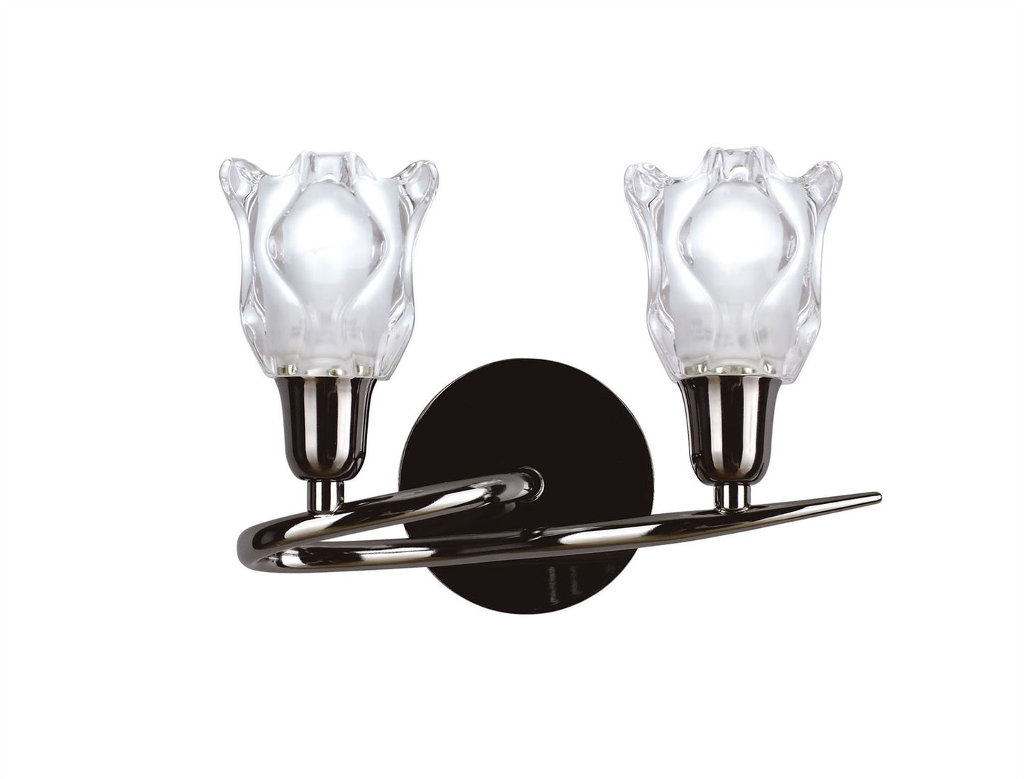 Mantra Amel Wall Light Switched 2 Light L1/SGU10, Black Chrome, CFL Lamps INCLUDED