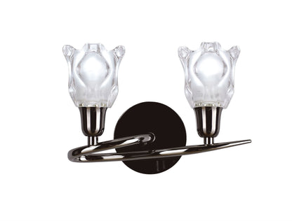 Mantra Amel Wall Light Switched 2 Light L1/SGU10, Black Chrome, CFL Lamps INCLUDED