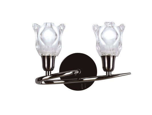 Mantra Amel Wall Light Switched 2 Light L1/SGU10, Black Chrome, CFL Lamps INCLUDED