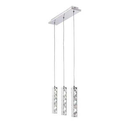 Diyas Galaxy Linear  3 Drop LED 6000K 3 X 3W Polished Chrome, Crystal Ceiling Pendant Light Fitting