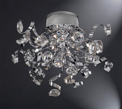 Diyas Kurlz 52cm  9 Light G4 Polished Chrome/Crystal, NOT LED/CFL Compatible Ceiling Light Fitting