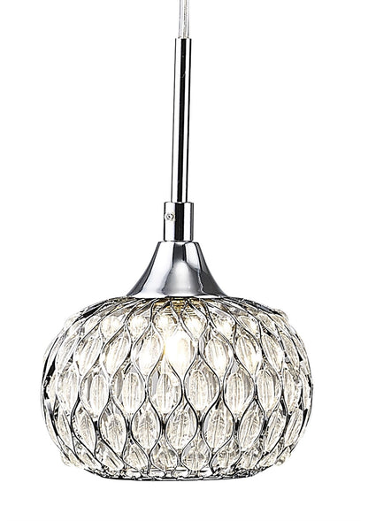 Diyas Chelsie Linear  3 Light G9 Line Polished Chrome/Clear Beaded Glass Ceiling Pendant Light Fitting