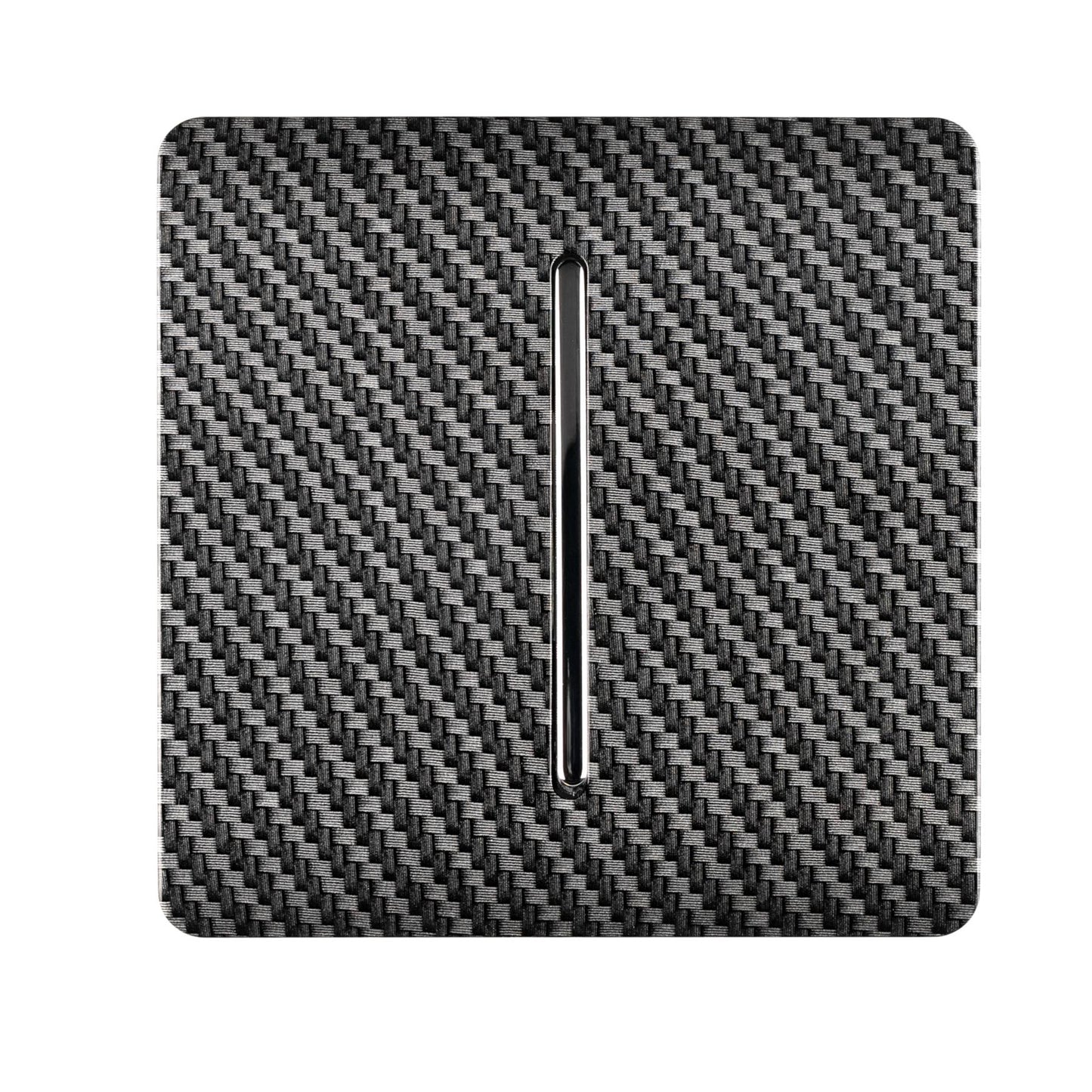 Trendi 1 Gang 2 Way 240V Screwless Artistic Modern Glossy 10 Amp Chrome Rocker Electrical Wall Light Switch in Carbon Fibre (3 pack)