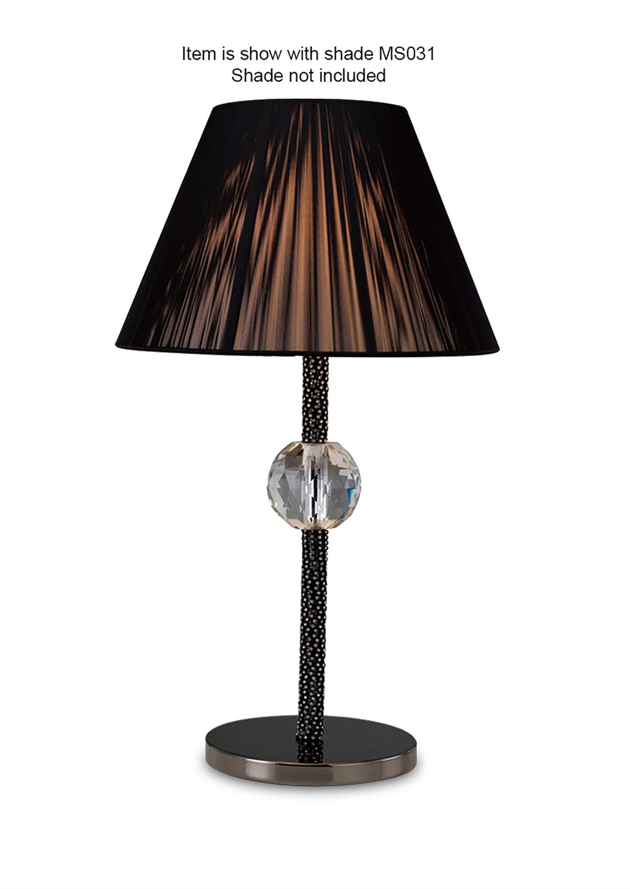 Diyas Elena Crystal Table Lamp 1 Light E27 WITHOUT SHADE Black Chrome