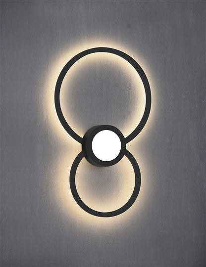 Mantra Fusion Mural Wall Light Circles, Dimmable, 24W, 3000K, 1440lm, Matt Black, 3yrs Warranty
