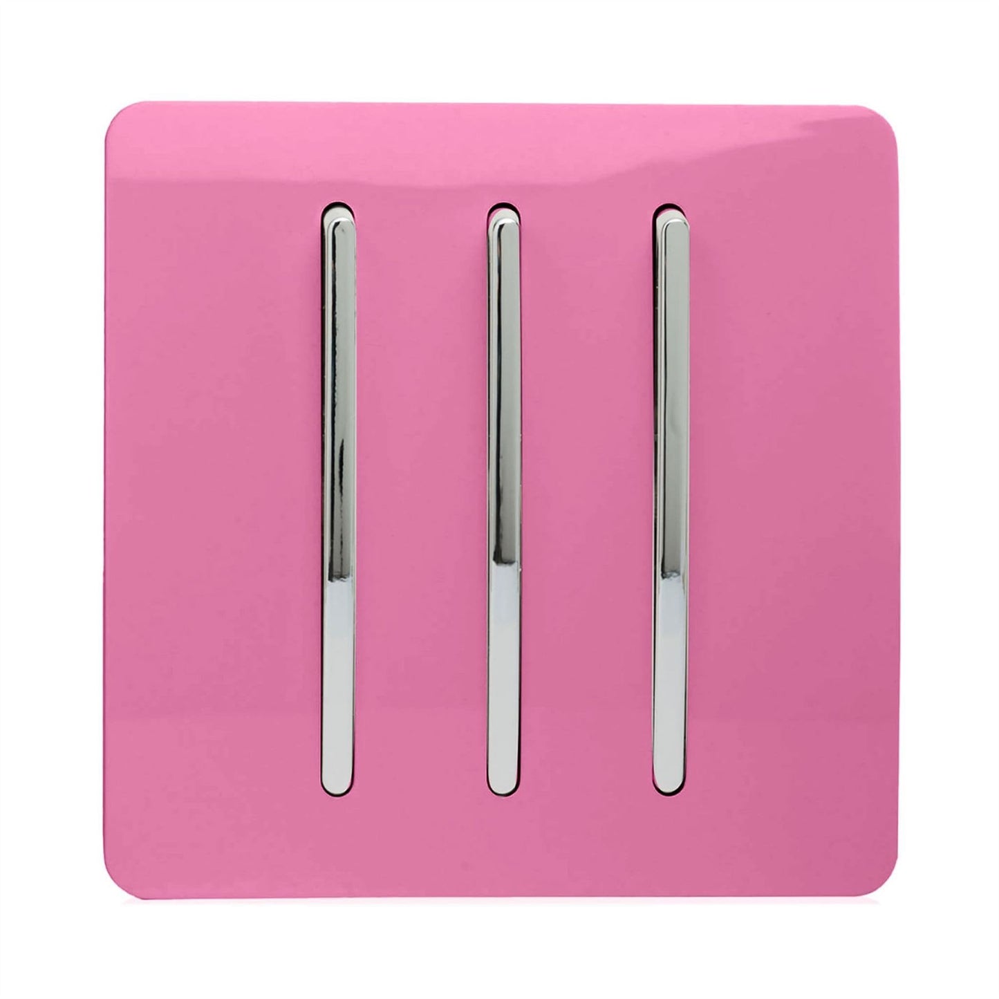 Trendi 3 Gang 2 Way Artistic Modern Glossy 10 Amp Rocker Tactile Light Switch Pink