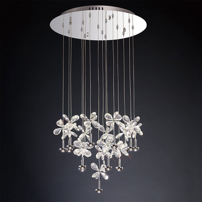 Diyas Aviva 50cm  Round 16 Light 4000K LED Polished Chrome/Crystal Ceiling Pendant Light Fitting