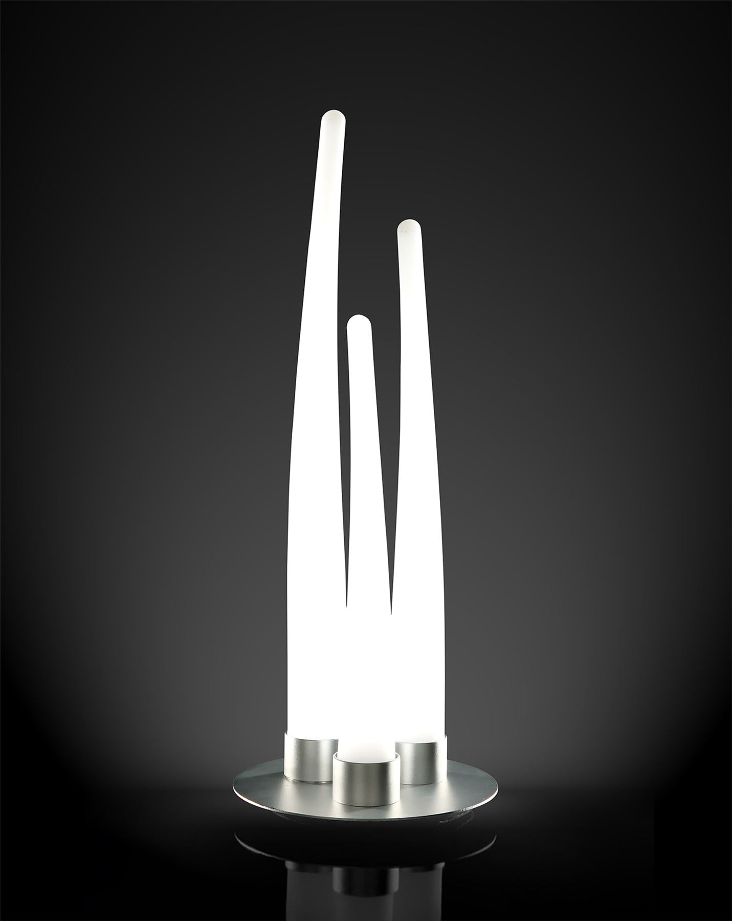 Mantra Estalacta Table Lamp 3 Light Indoor, Silver/Opal White