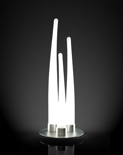 Mantra Estalacta Table Lamp 3 Light Indoor, Silver/Opal White