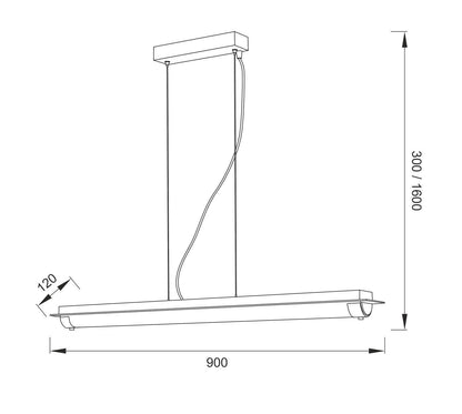Mantra Fusion Tube Pendant 26W LED 4000K Polished Chrome/Sand Diamond, 2000lm, 3yrs Warranty
