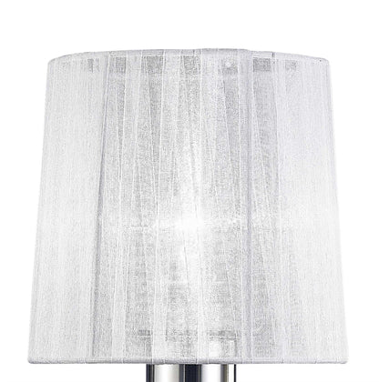 Mantra M5279 Louise Table Lamp 1 Light E27 with White Shade Polished Chrome/Clear Crystal