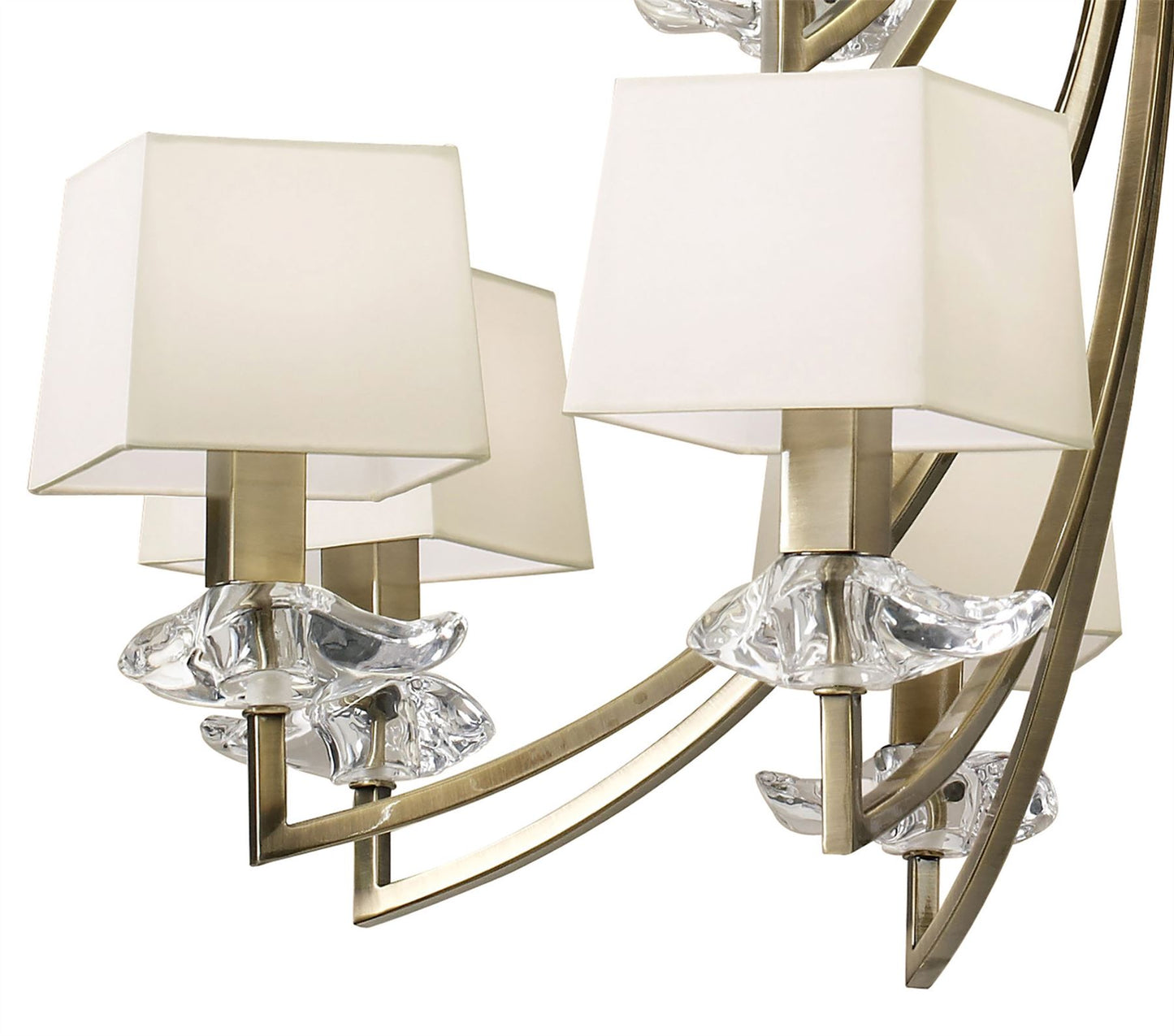 Mantra Akira 90cm Pendant 2 Tier 12 Light E14, Antique Brass with Cream Shades