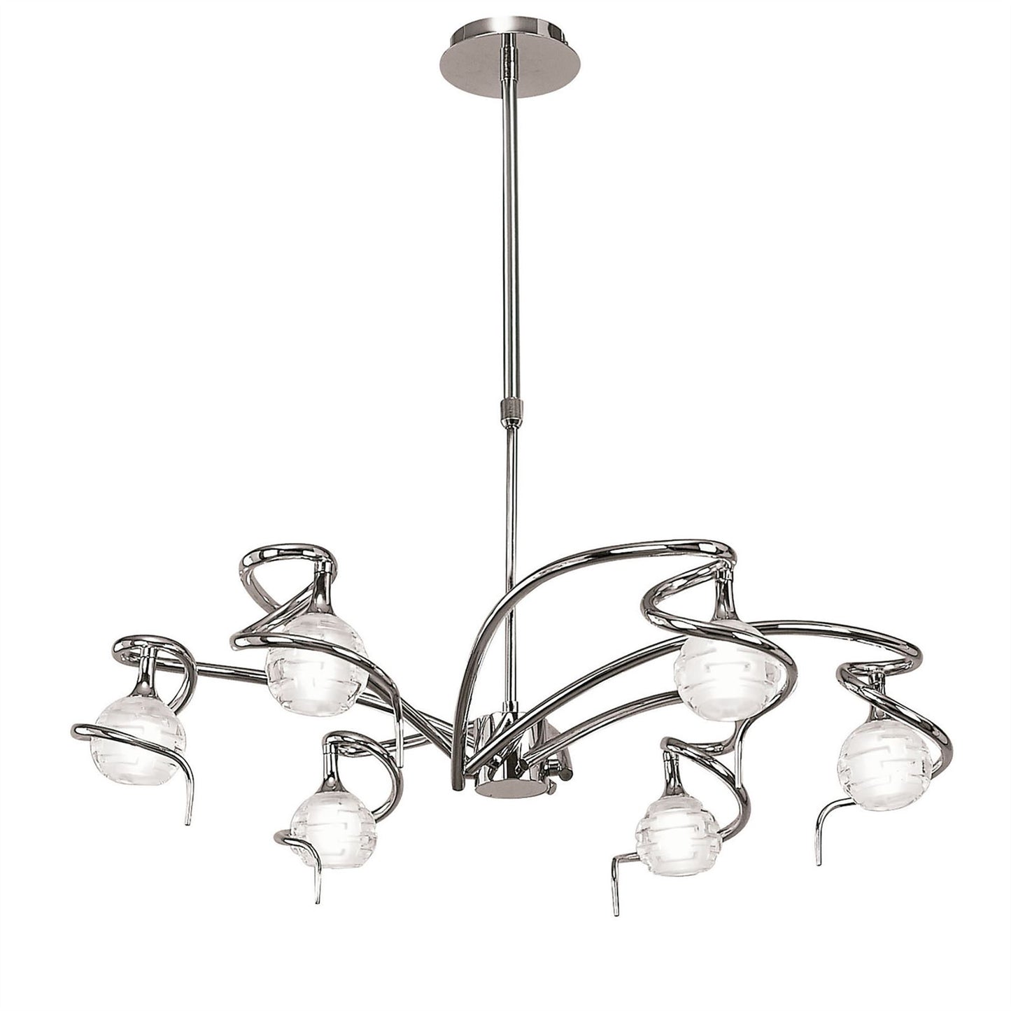 Mantra M0079 Dali Telescopic Pendant Semi Flush Convertible 6 Light G9, Polished Chrome