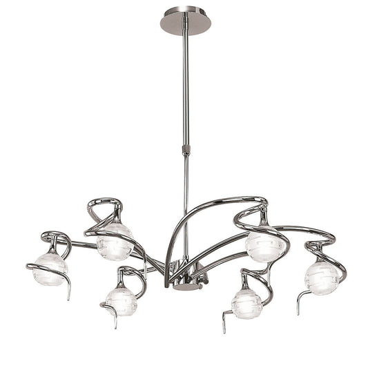Mantra M0079 Dali Telescopic Pendant Semi Flush Convertible 6 Light G9, Polished Chrome