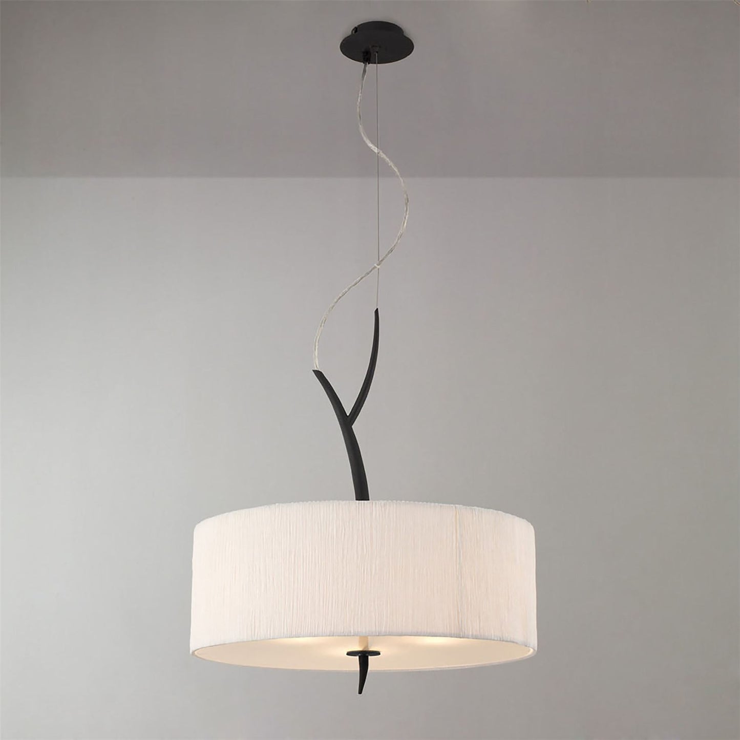 Mantra M1153 Eve Pendant 3 Light E27, Anthracite with White Round Shade