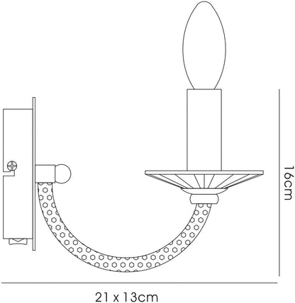 Diyas Elena Wall Light Switched 1 Light E14 Black Chrome/Crystal