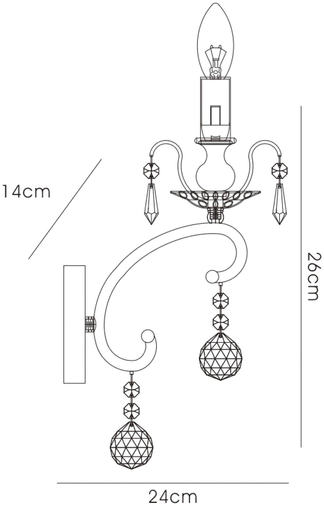 Diyas Pescara Wall Light 1 Light E14 Black Chrome/Crystal