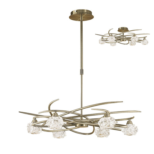 Mantra M4072 Maremagnum Telescopic Semi Flush Convertible 6 Light G9, Antique Brass