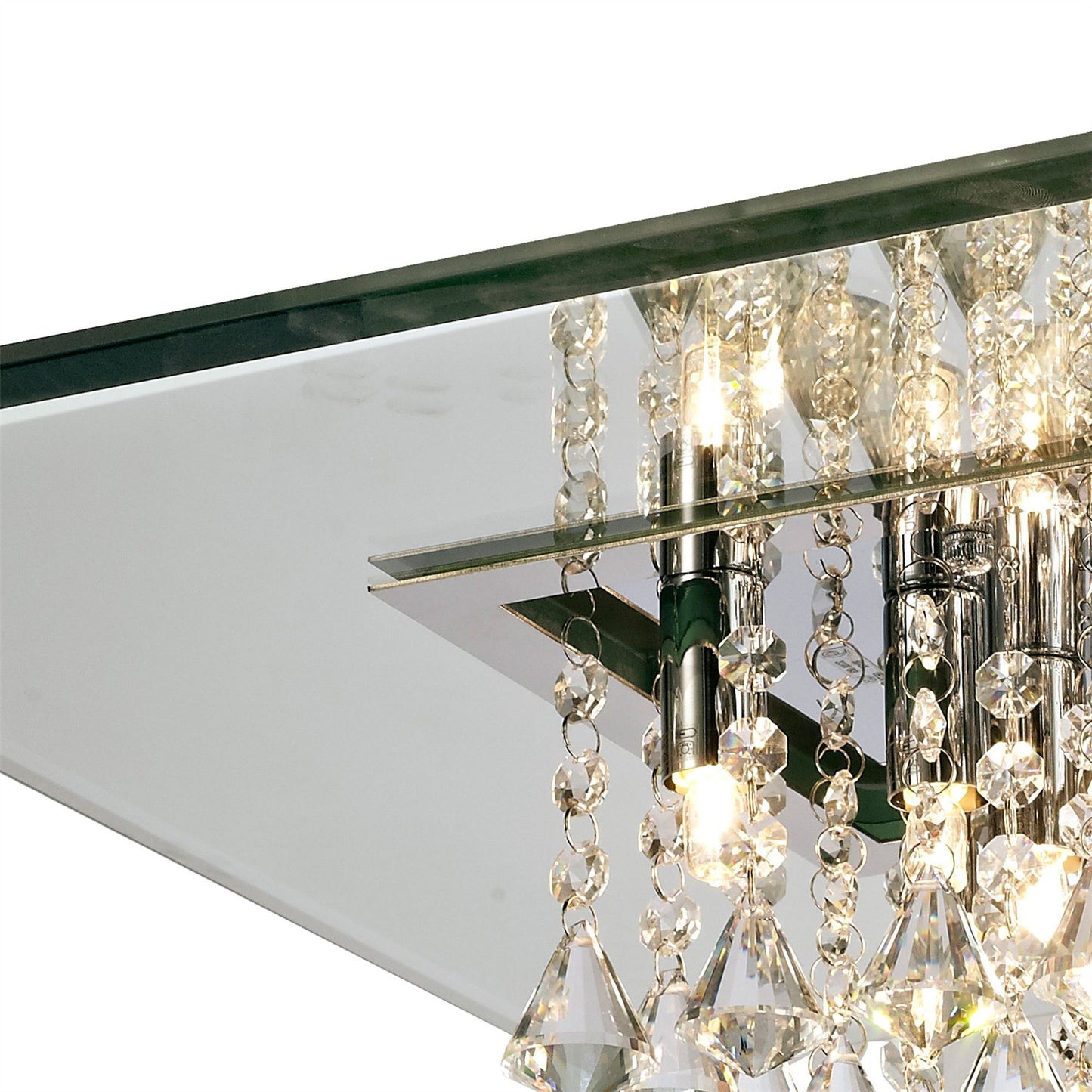 Diyas Starda Flush  Square 8 Light G9 Chrome/Crystal Ceiling Light Fitting