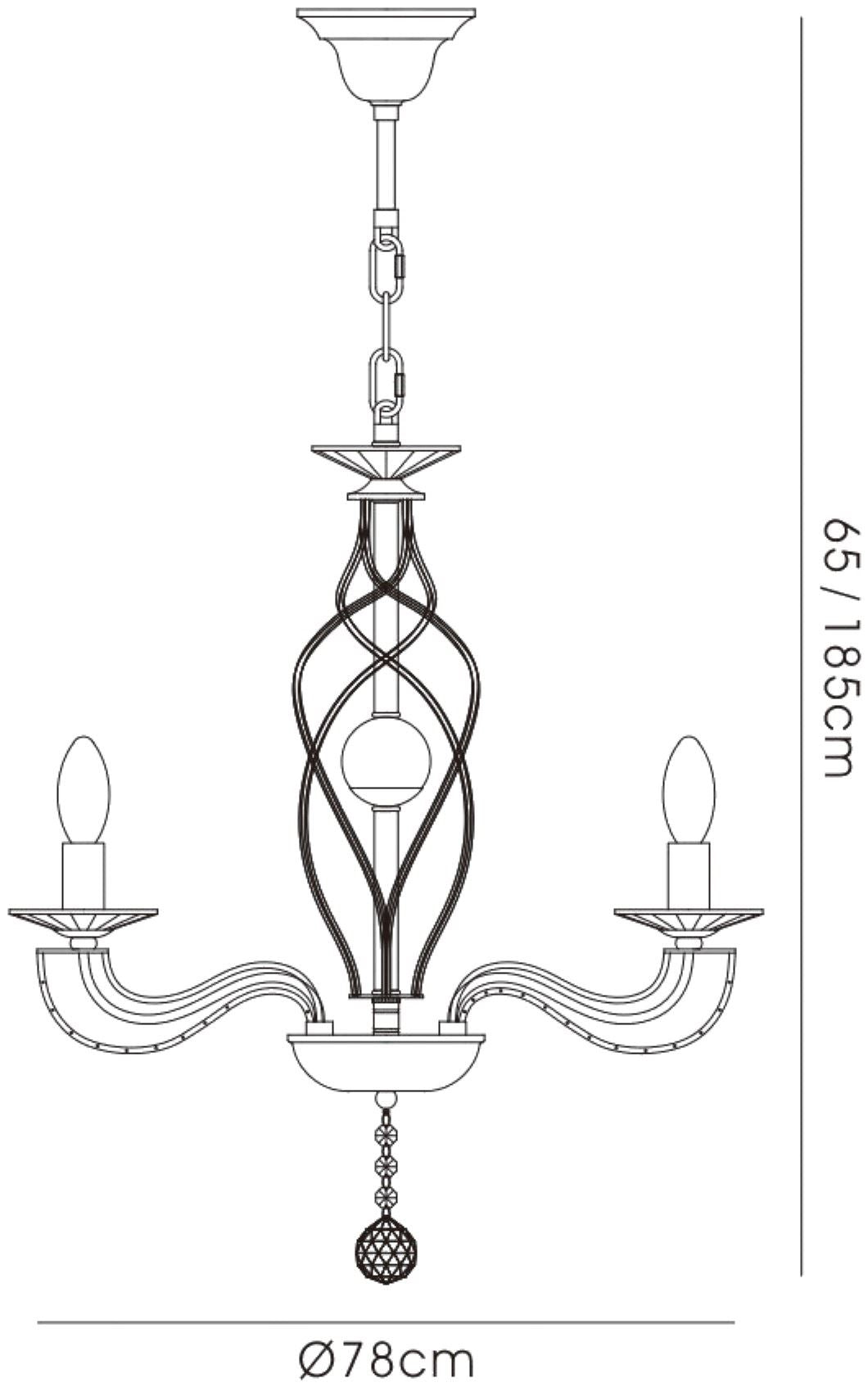 Diyas Santo 78cm  8 Light E14 Polished Chrome/Crystal Ceiling Pendant Light Fitting