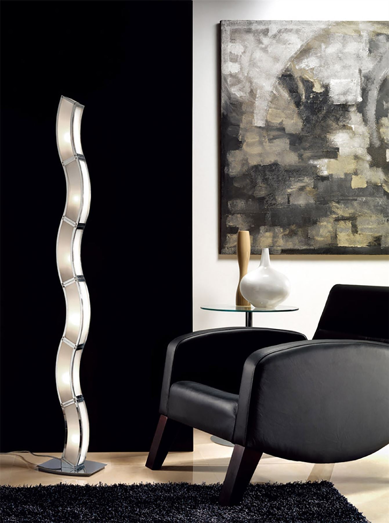Mantra Duna E27 Floor Lamp 6 Light E27, Polished Chrome/White Acrylic, CFL Lamps INCLUDED