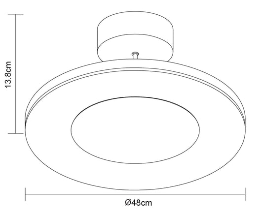 Mantra Hemisferic 48cm Ceiling 1 X 36W LED Round 3000K, 3240lm, Satin Aluminium/Frosted Acrylic, 3yrs Warranty Ceiling