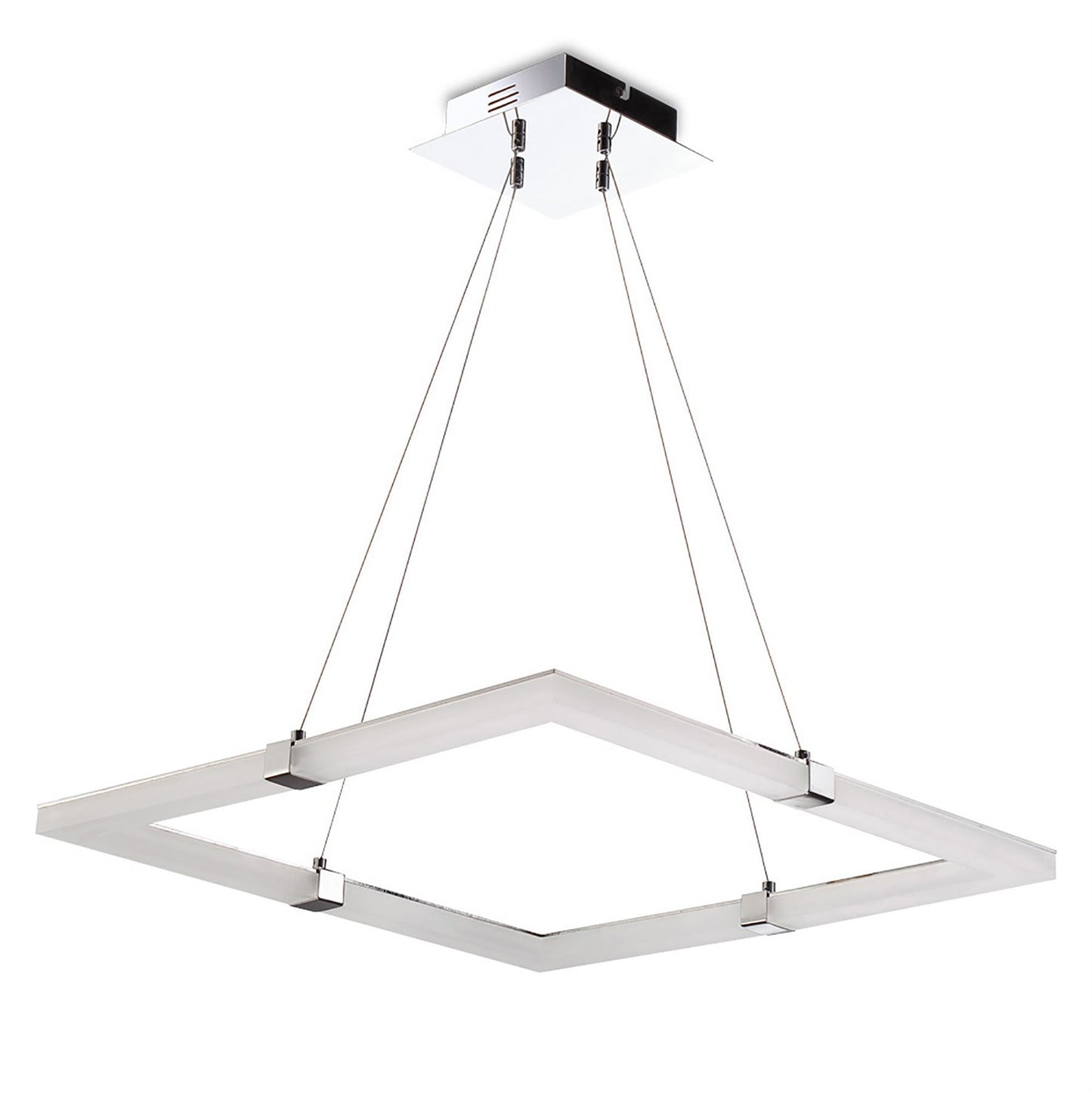 Mantra Fusion Taccia Taccía Pendant 28W LED Square 3000K, 2500lm, Polished Chrome/Frosted Acrylic, 3yrs Warranty