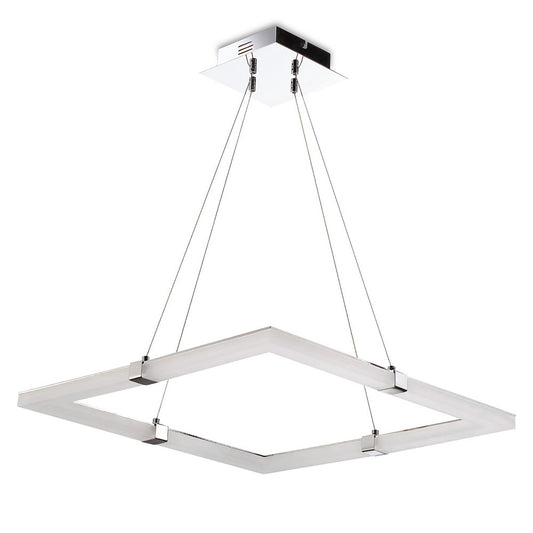 Mantra Fusion Taccia Taccía Pendant 28W LED Square 3000K, 2500lm, Polished Chrome/Frosted Acrylic, 3yrs Warranty