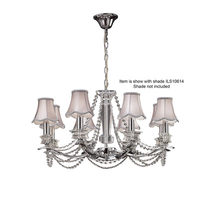 Diyas Nydia 75cm  8 Light E14 Polished Chrome/Crystal Ceiling Pendant Light Fitting