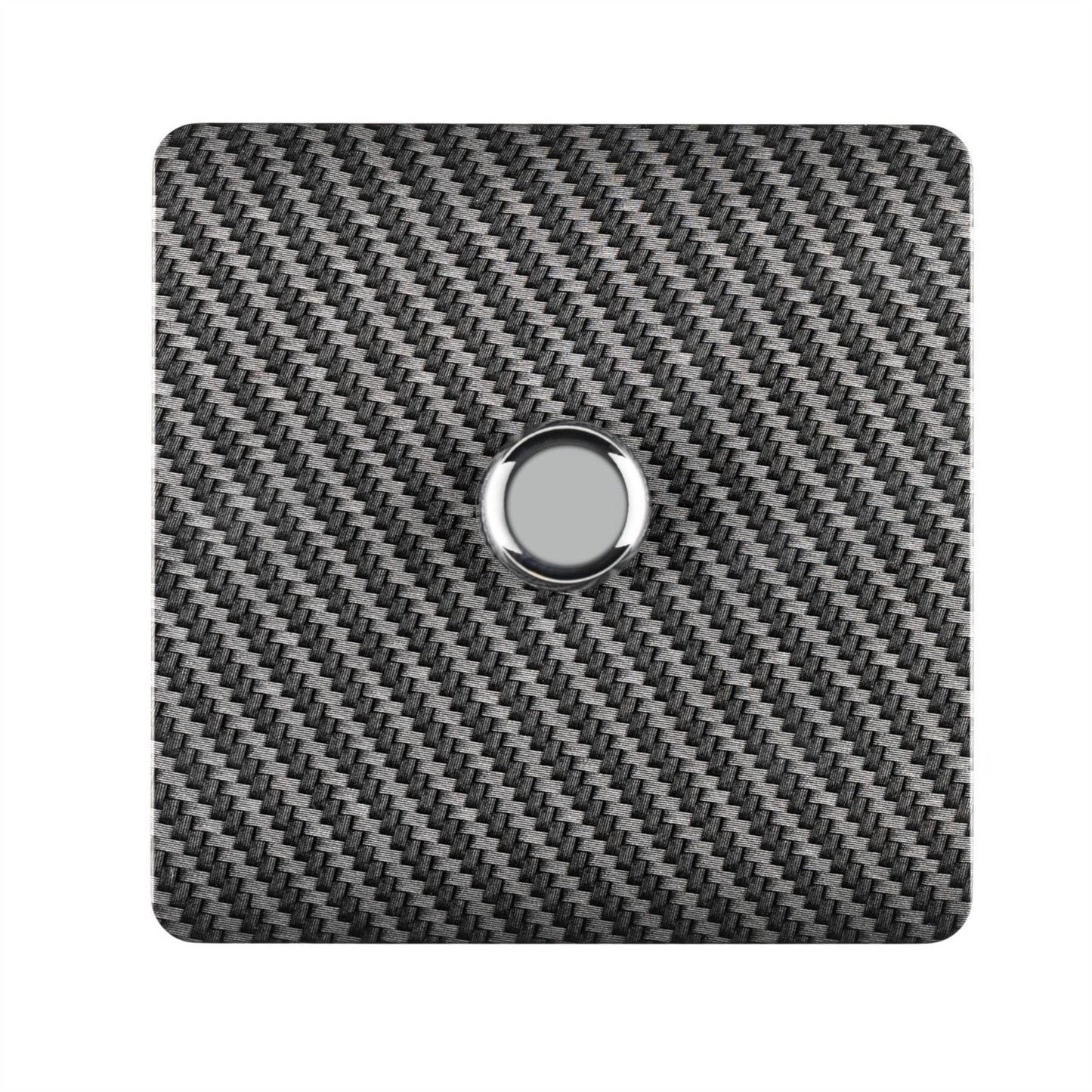Trendi 1 Gang 2 Way 240V 100w LED Dimmer Screwless Raised Front Plate Plastic Artistic Modern Glossy 10 Amp Chrome Single Electrical Wall Light Switch in Carbon Fibre  - ART-LDMCF