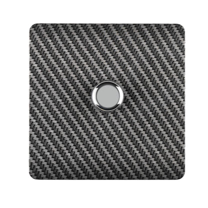 Trendi 1 Gang 2 Way 240V 100w LED Dimmer Screwless Raised Front Plate Plastic Artistic Modern Glossy 10 Amp Chrome Single Electrical Wall Light Switch in Carbon Fibre  - ART-LDMCF