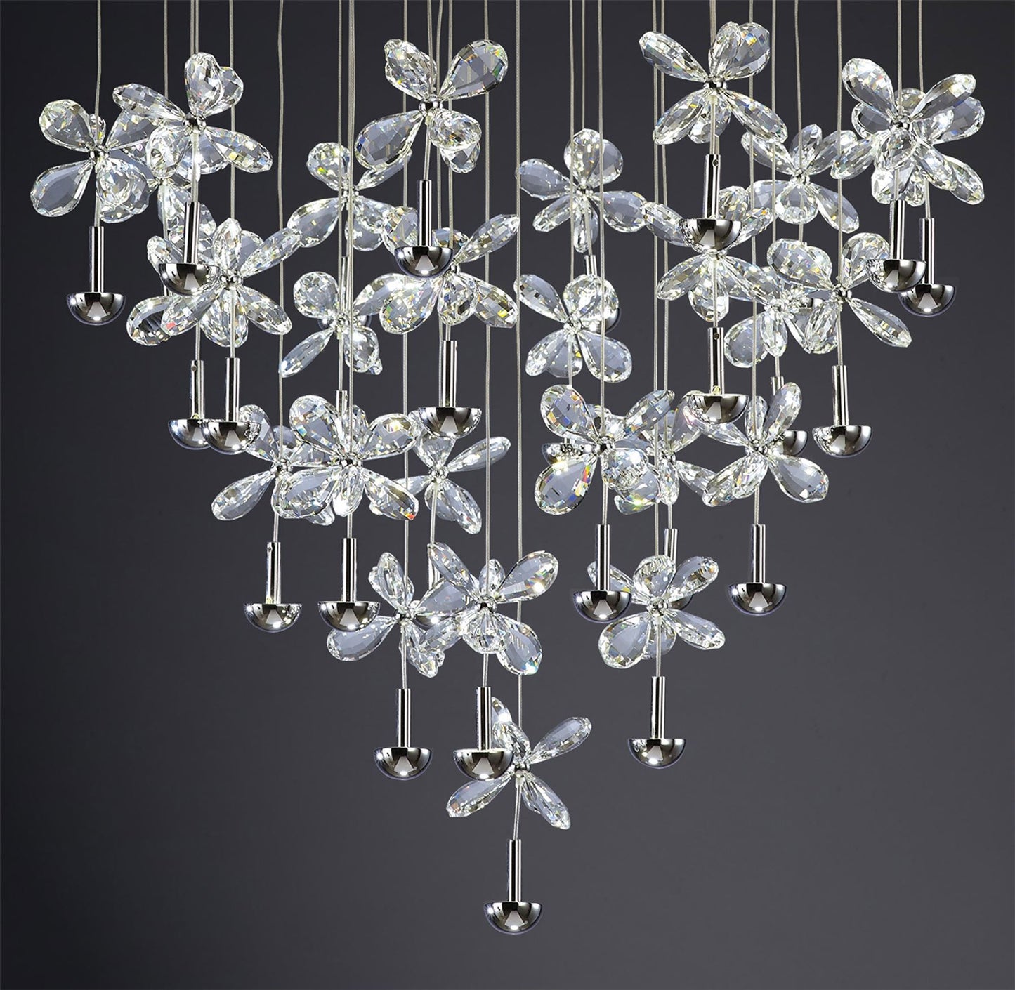 Diyas Aviva 68cm  Round 28 Light 4000K LED Polished Chrome/Crystal Ceiling Pendant Light Fitting