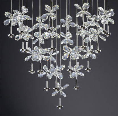 Diyas Aviva 68cm  Round 28 Light 4000K LED Polished Chrome/Crystal Ceiling Pendant Light Fitting
