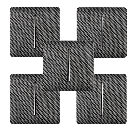 Trendi 1 Gang 2 Way 240V Screwless Artistic Modern Glossy 10 Amp Chrome Rocker Electrical Wall Light Switch in Carbon Fibre (5 pack)