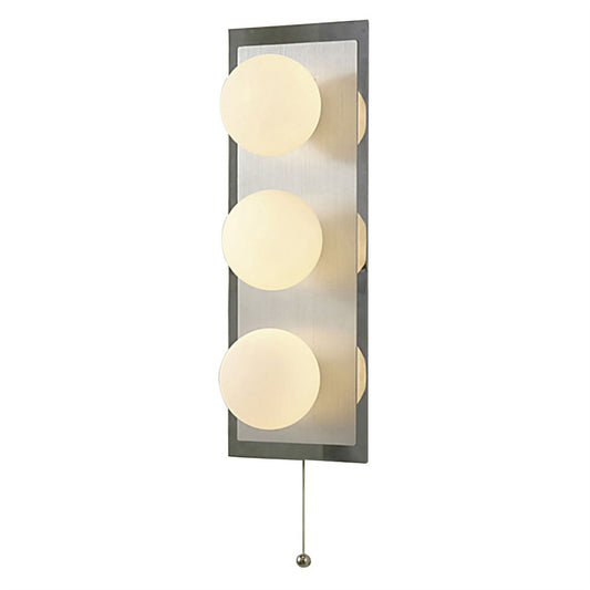 Diyas IP44 Globe Wall Light with Pull-Cord Switch 3 Light G9 In Polished Chrome/Opal Glass