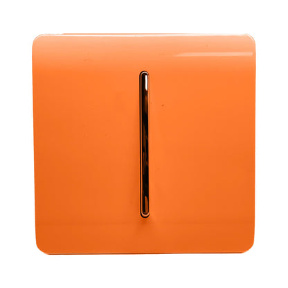 Trendi 1 Gang 2 Way 240V Screwless Artistic Modern Glossy 10 Amp Chrome Rocker Electrical Wall Light Switch in Sunset Orange (5 pack)