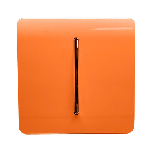 Trendi 1 Gang 2 Way 240V Screwless Artistic Modern Glossy 10 Amp Chrome Rocker Electrical Wall Light Switch in Sunset Orange (5 pack)