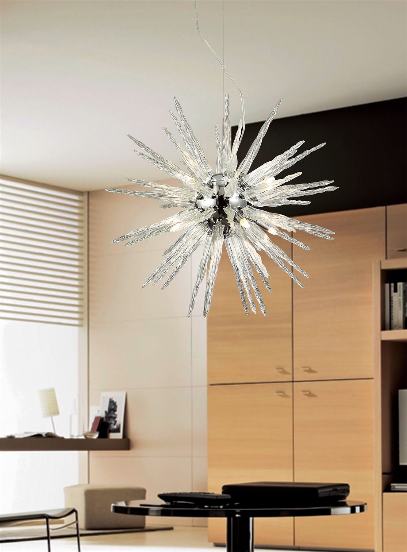 Diyas Tropez 60cm  8 Light G9 Polished Chrome/Glass Ceiling Pendant Light Fitting