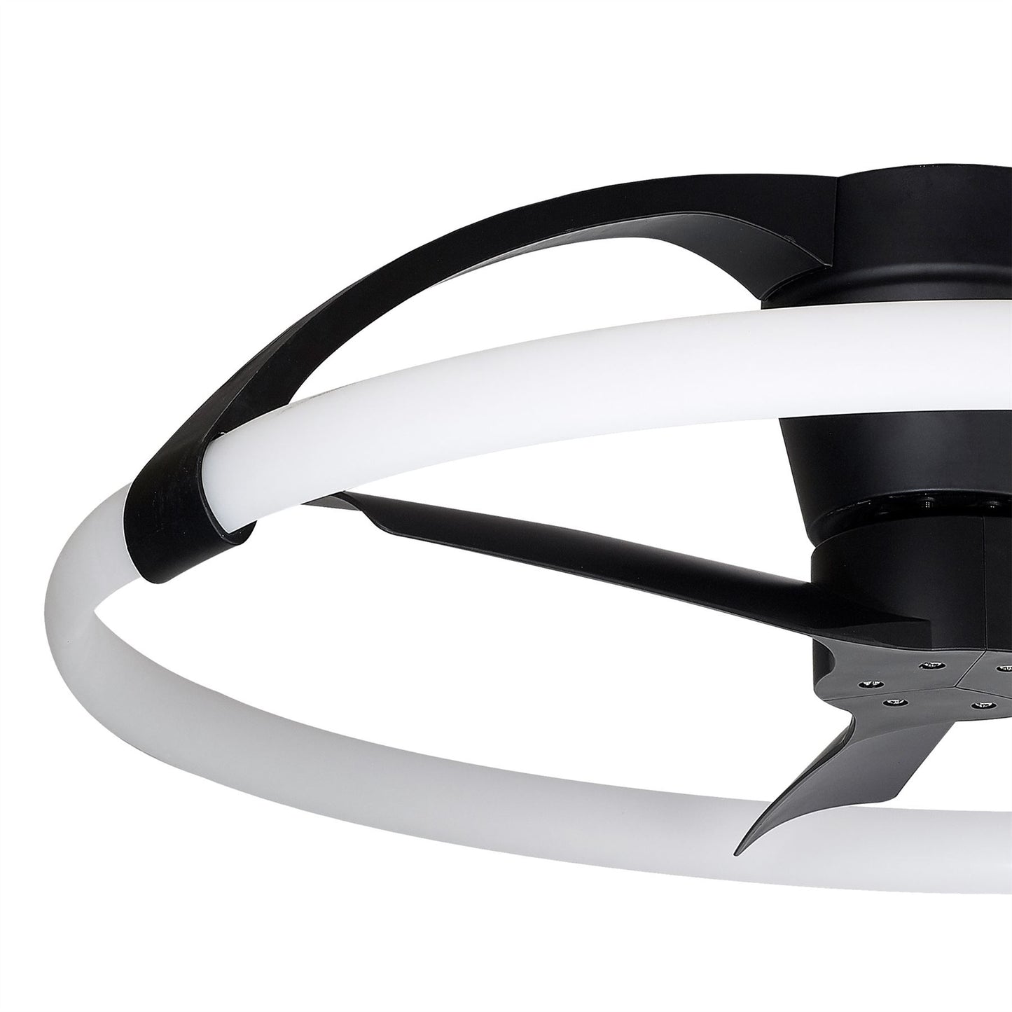 Nepal Mini 75cm 55W LED Dimmable Ceiling Light With Built-In 30W DC Reversible Fan, Black, c/w Remote & APP Control, 5200lm