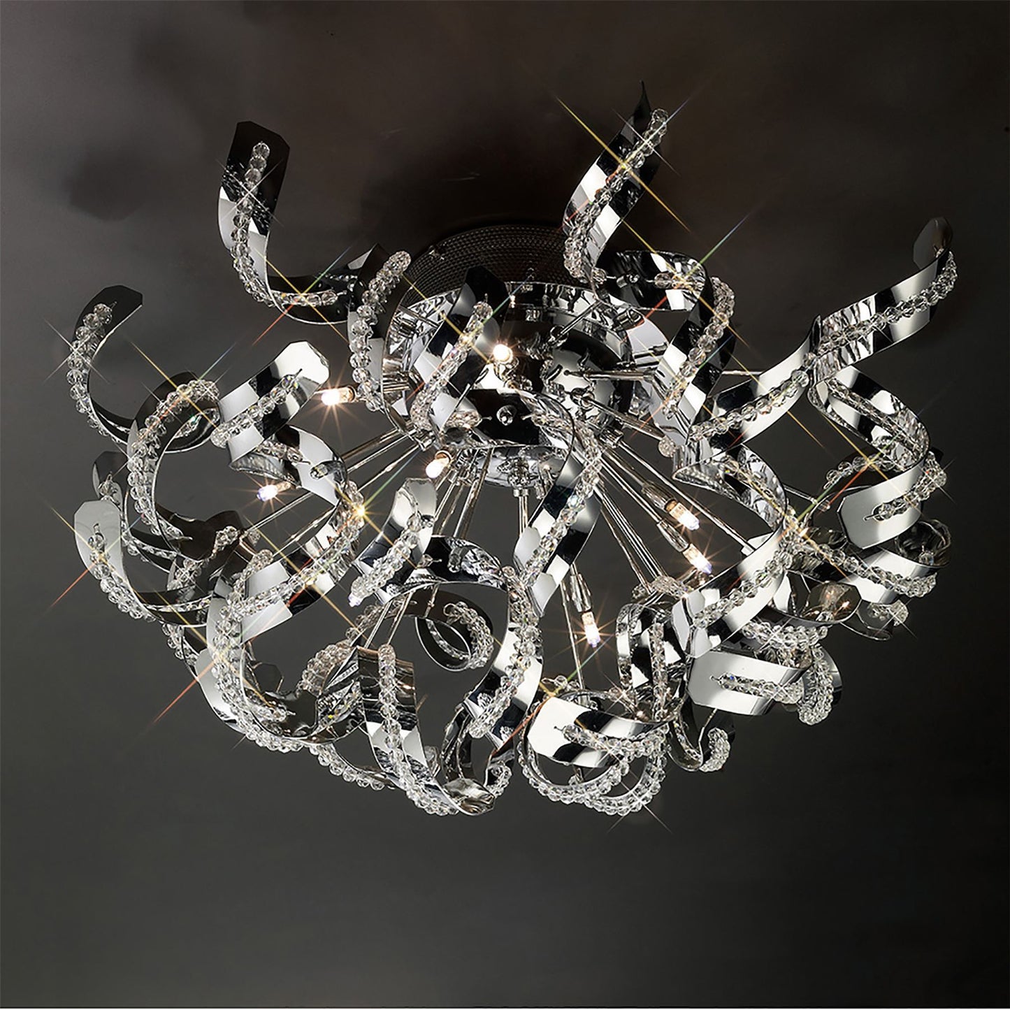 Diyas Esme 70cm  20 Light G4 Polished Chrome/Crystal, NOT LED/CFL Compatible Ceiling Light Fitting