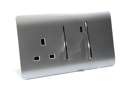 Trendi Artistic Modern 45 A Cooker Switch Inc Plug Socket & Neon Insert Silver